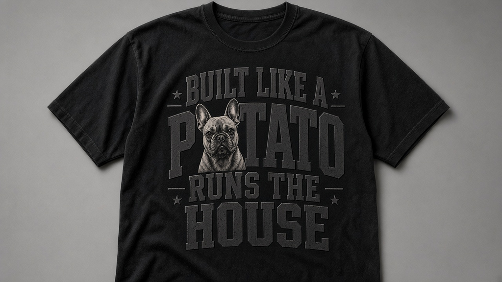 Frenchie Dad Tee — Built Like a Potato (Varsity)